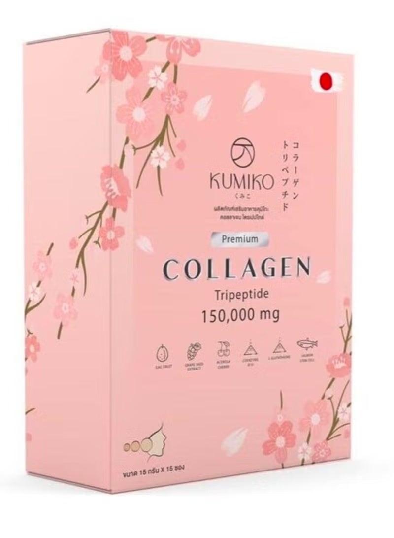 Kumo Kumiko Collagen Tripeptide 150000mg – Japanese Collagen Drink for Skin Whitening, Anti-Aging & Glow – 15 Sachets - Image 1