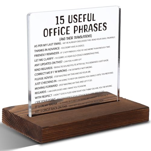 FOUGSTA Silly Office Gifts for Women, Humorous Office Gifts for Coworkers, Managers, Sarcastic Office Gift for Coworkers, Managers,Modern Acrylic Desk Plaque, 10 x 10 x 1.5 cm,XXD63 - Image 1