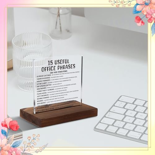 FOUGSTA Silly Office Gifts for Women, Humorous Office Gifts for Coworkers, Managers, Sarcastic Office Gift for Coworkers, Managers,Modern Acrylic Desk Plaque, 10 x 10 x 1.5 cm,XXD63 - Image 2