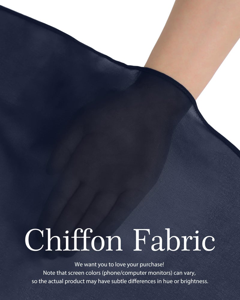 CHICGAL Womens Capelets Shawls and Wraps for Evening Dress Chiffon Capes Wedding Cover Up, Navy Blue - Image 3