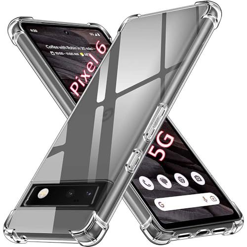 USTIYA Case for Google Pixel 6 Clear TPU Four Corners Protective Cover Transparent Soft funda - Image 1