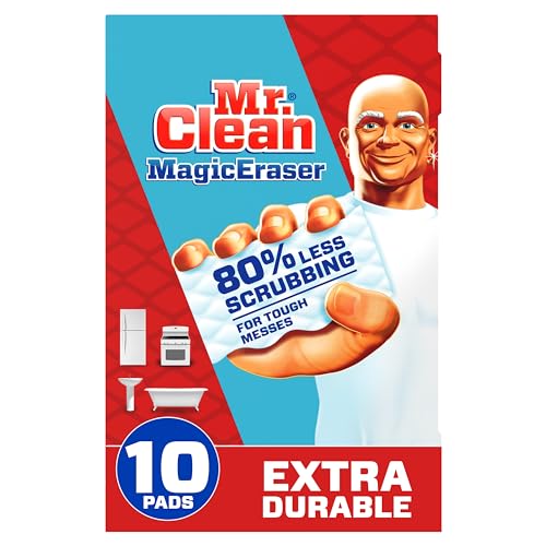 Mr Clean Magic Eraser Extra Durable Multi Purpose Cleaner Shoe Bathroom Shower and Car Window and Windshield Cleaner Cleaning Pads 10 Count
