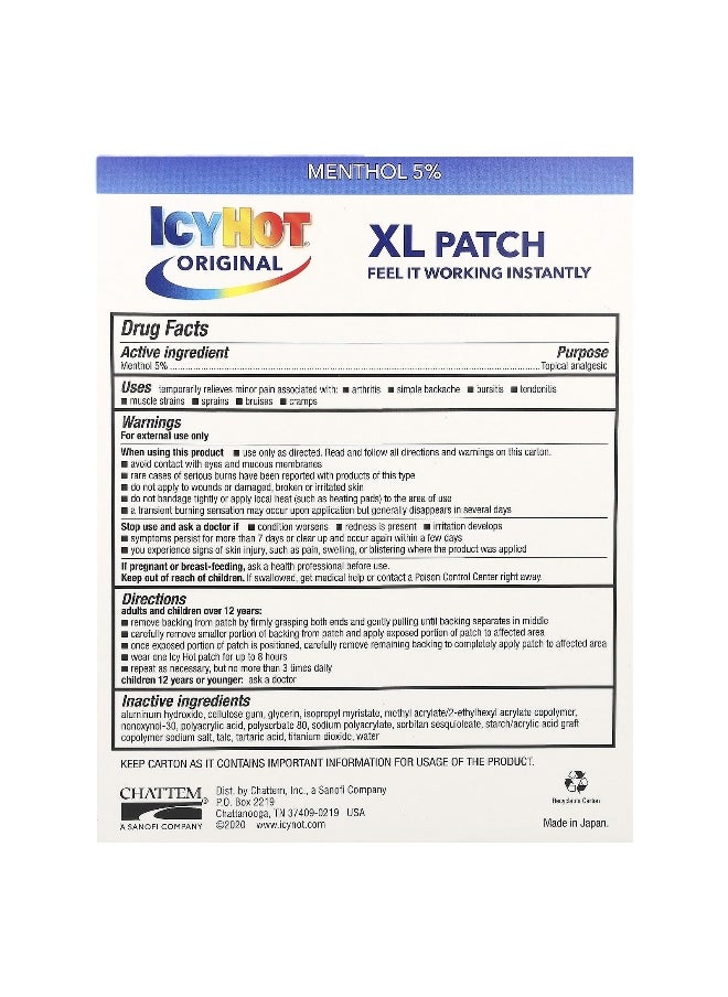 Icy Hot - Icy Hot, Original Pain Relief Patch, XL , 3 Patches - Image 1