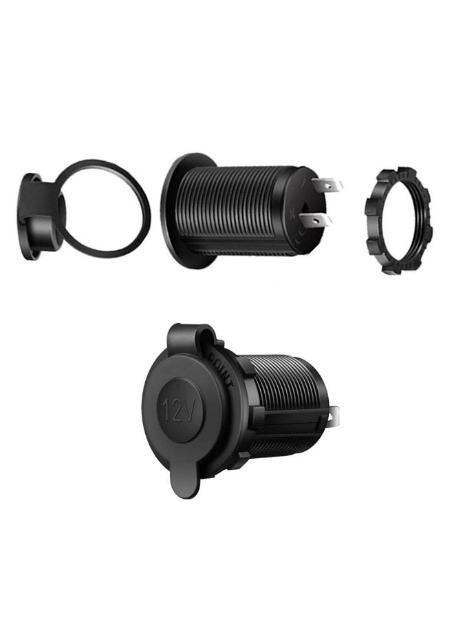 Chabeia Cigarette Lighter Socket,Waterproof Marine Grade 12V/24V DC lighter socket plug Outlet for Boat Motorbike Car (1 Piece Black) - Image 2