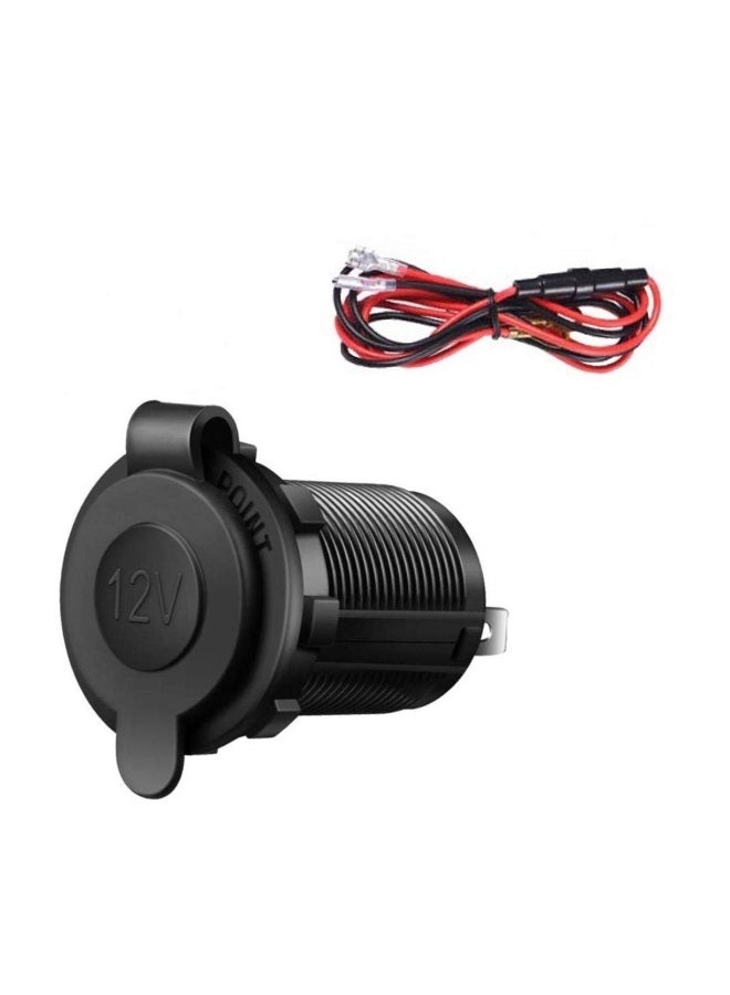 Chabeia Cigarette Lighter Socket,Waterproof Marine Grade 12V/24V DC lighter socket plug Outlet for Boat Motorbike Car (1 Piece Black) - Image 1