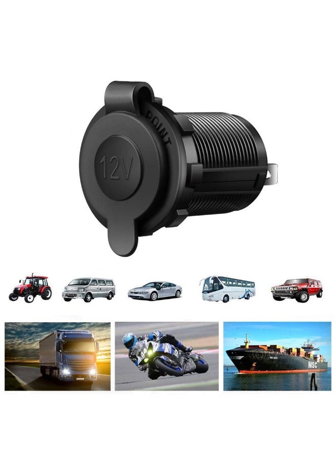 Chabeia Cigarette Lighter Socket,Waterproof Marine Grade 12V/24V DC lighter socket plug Outlet for Boat Motorbike Car (1 Piece Black) - Image 4
