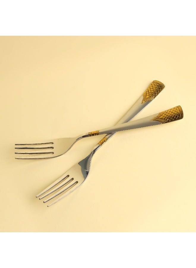 Royalford 6pcs Table Fork RF11950 19.5cm, Stylish and Light-Weight, 100% Food-Grade, Stainless Steel Assorted Design Sets silver - Image 5