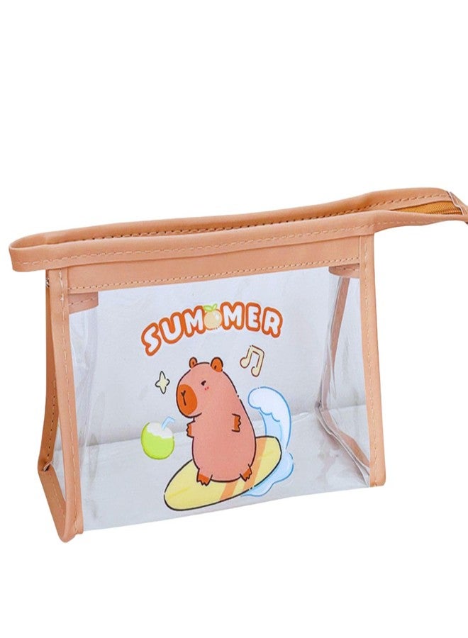 FunBlast Cute Kawaii PVC Pencil Bag, Transparent Pencil Pouch with Zipper Closure Portable Makeup Pouch, Cute Stationery Bag for Students Girls Adults Office - Random Design (Pouch A) - Image 1