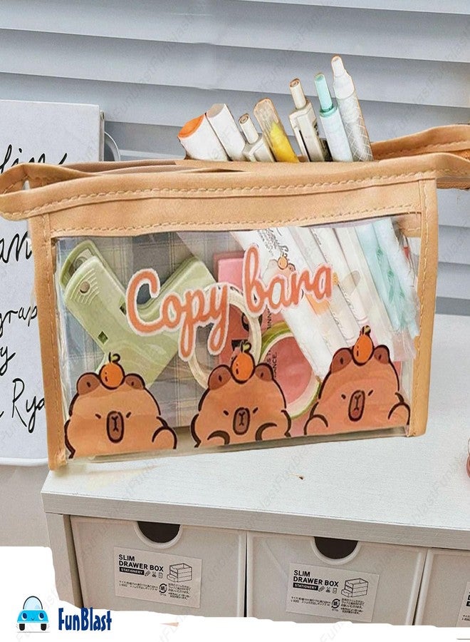 FunBlast Cute Kawaii PVC Pencil Bag, Transparent Pencil Pouch with Zipper Closure Portable Makeup Pouch, Cute Stationery Bag for Students Girls Adults Office - Random Design (Pouch A) - Image 4