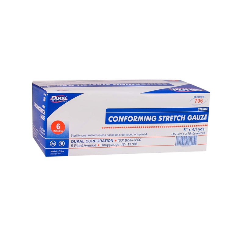 Dukal 80849 Conforming Stretch Gauze Bandage Sterile 6 x 41 yard 6 Roll - Image 1