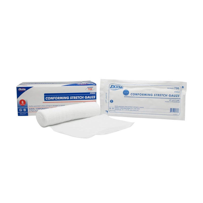 Dukal 80849 Conforming Stretch Gauze Bandage Sterile 6 x 41 yard 6 Roll - Image 2