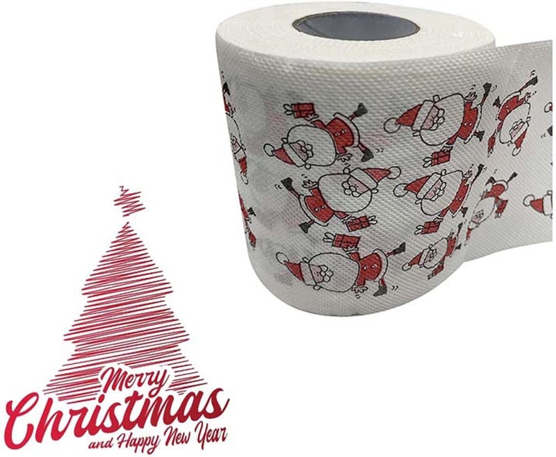 comfrt Rolls Christmas Toilet Paper Decorations, Christmas Tree and Santa Claus Printed Tissue Napkins for Xmas Gift, Santa Claus Bath Toilet Roll Paper Christmas Supplies Xmas Decor - Image 5
