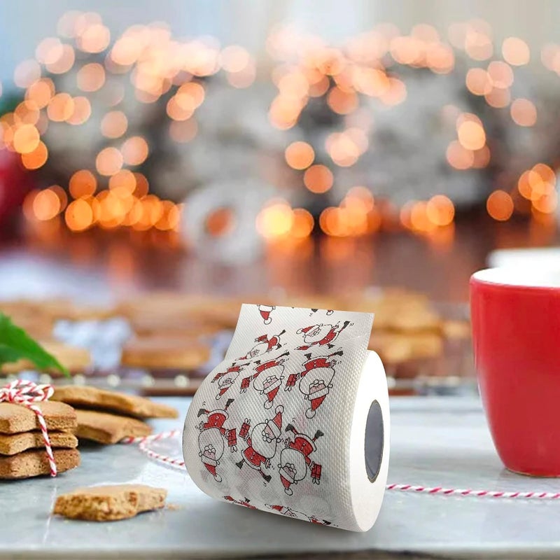 comfrt Rolls Christmas Toilet Paper Decorations, Christmas Tree and Santa Claus Printed Tissue Napkins for Xmas Gift, Santa Claus Bath Toilet Roll Paper Christmas Supplies Xmas Decor - Image 3