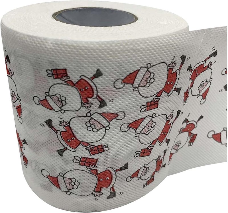 comfrt Rolls Christmas Toilet Paper Decorations, Christmas Tree and Santa Claus Printed Tissue Napkins for Xmas Gift, Santa Claus Bath Toilet Roll Paper Christmas Supplies Xmas Decor - Image 1