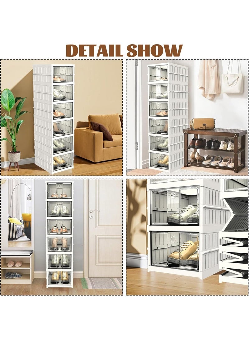 A practical 6-tier foldable shoe organizer with clear stackable compartments, designed to keep shoes neatly stored and easily accessible without the need for installation. - Image 2