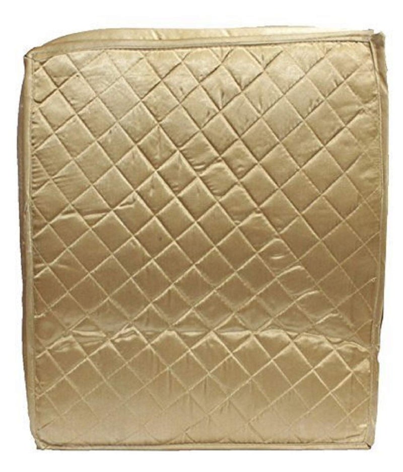 Kuber Industries Kuber Industries Clothes Organizer For Wardrobe Pack of 2 Storage Organizer For Saree Shirts Salwar and Lehenga Chunni Dress Organizer For Wardrobe Saree Covers With Zip Gold - Image 4