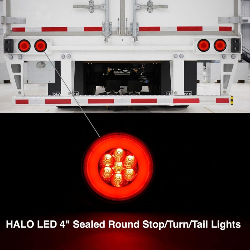 Lumitronics HALO LED 4" Sealed Round Stop/Turn/Tail Lights - Red Lens - Pair Set - Image 3