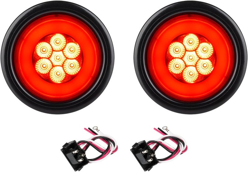 Lumitronics HALO LED 4" Sealed Round Stop/Turn/Tail Lights - Red Lens - Pair Set - Image 2