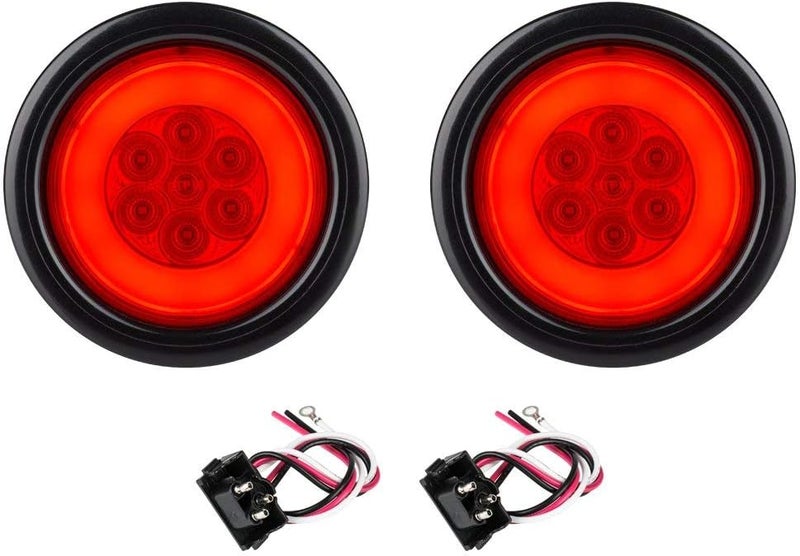 Lumitronics HALO LED 4" Sealed Round Stop/Turn/Tail Lights - Red Lens - Pair Set - Image 1
