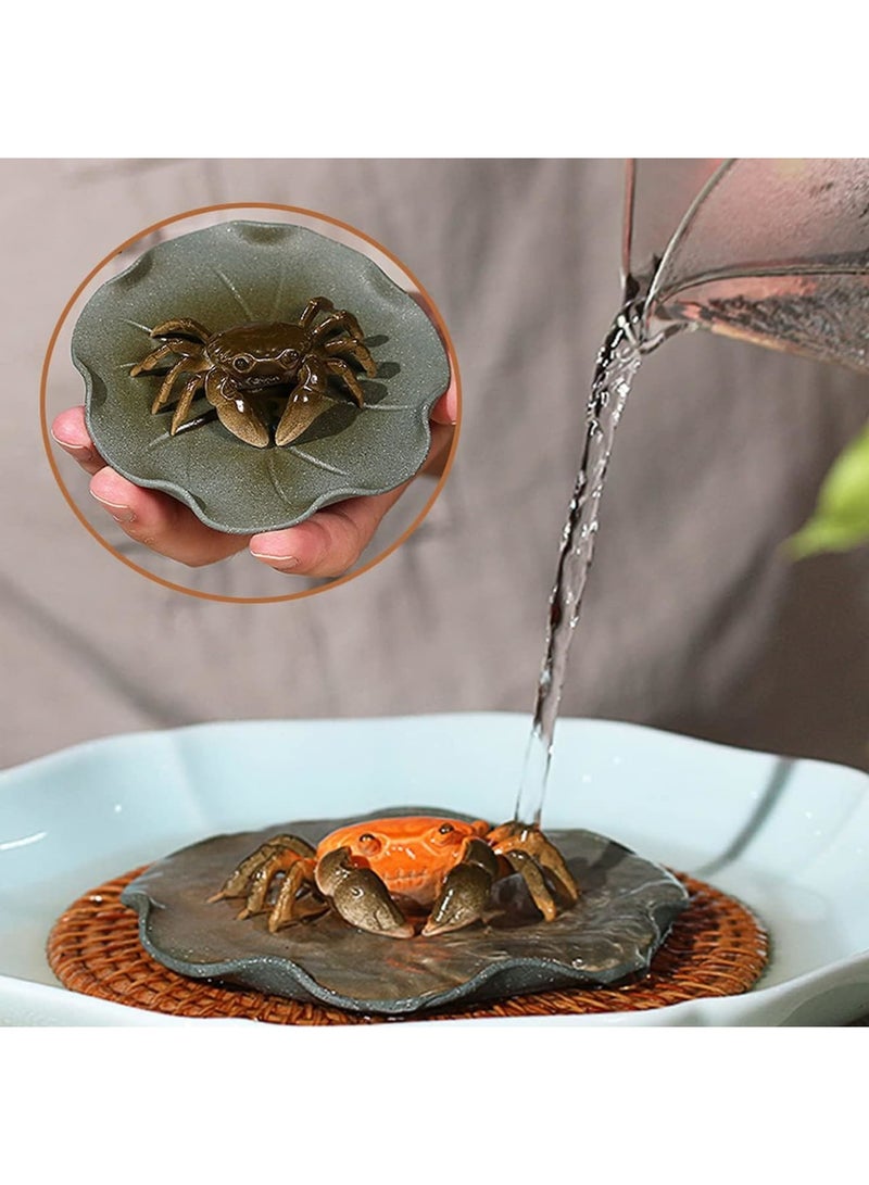 SYOSI Tea Pet for Crab, Color Changeable Kung Fu Tea Ornament, Handmade Ceramic Tea Pets, Feng Shui Good Luck Charm, Decorative Accessory for Tea Lovers, Great Gift - Image 1