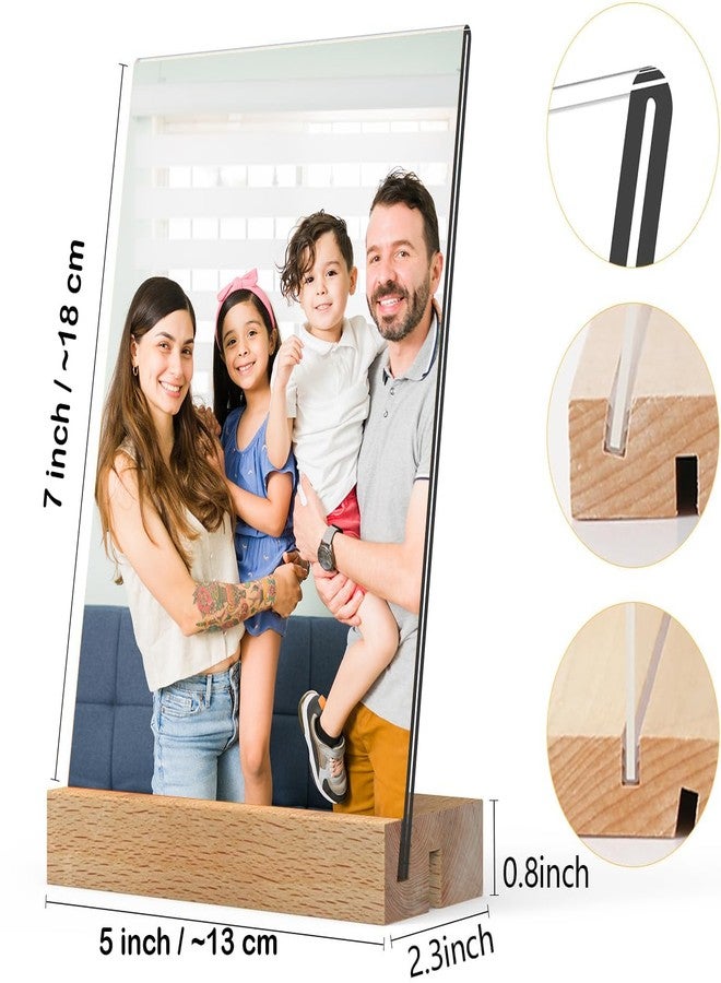 Desi Rang Acrylic Photo Holder with Wooden Base (A5, 5x7 inch, Straight/Slant placing, 2 side, Set of 2 ) Clear Display Table Picture Frame Sign Flyer Menu Stand Office Wedding Restaurant Hotel Home - Image 5