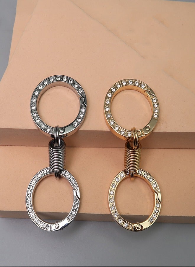 Beauenty Nordic Retro Spring Double Ring Keychain, Detachable Spring Shaped Key Accessories Strong Heavy Duty Dual Split Key Ring - Image 3