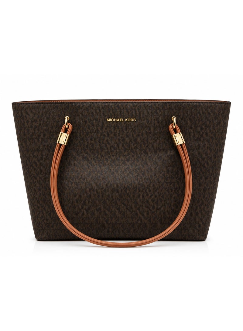 Michael Kors Signature Logo Large Tote Bag – Dark Brown - Image 1