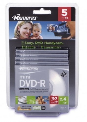 Memorex Mini DVD-R 8cm, 1.4GB Disc, with Jewel Box, 5 Pack - Image 4