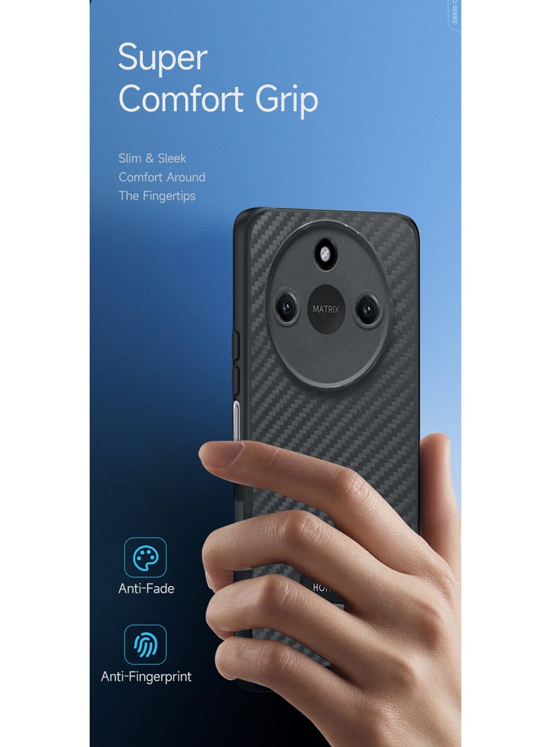 Wtech Honor X9c Smart 5G 2024 Liquid Silicone Carbon Fiber Texture Case Cover - Black - Image 2