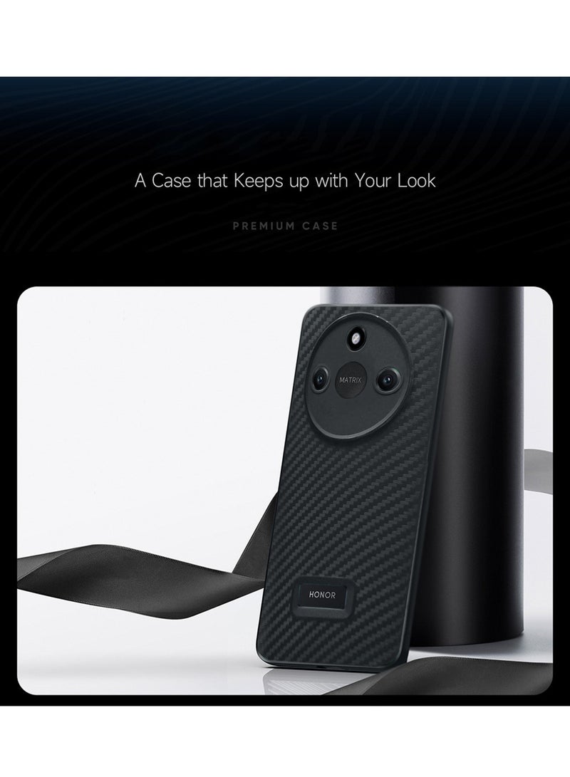 Wtech Honor X9c Smart 5G 2024 Liquid Silicone Carbon Fiber Texture Case Cover - Black - Image 4