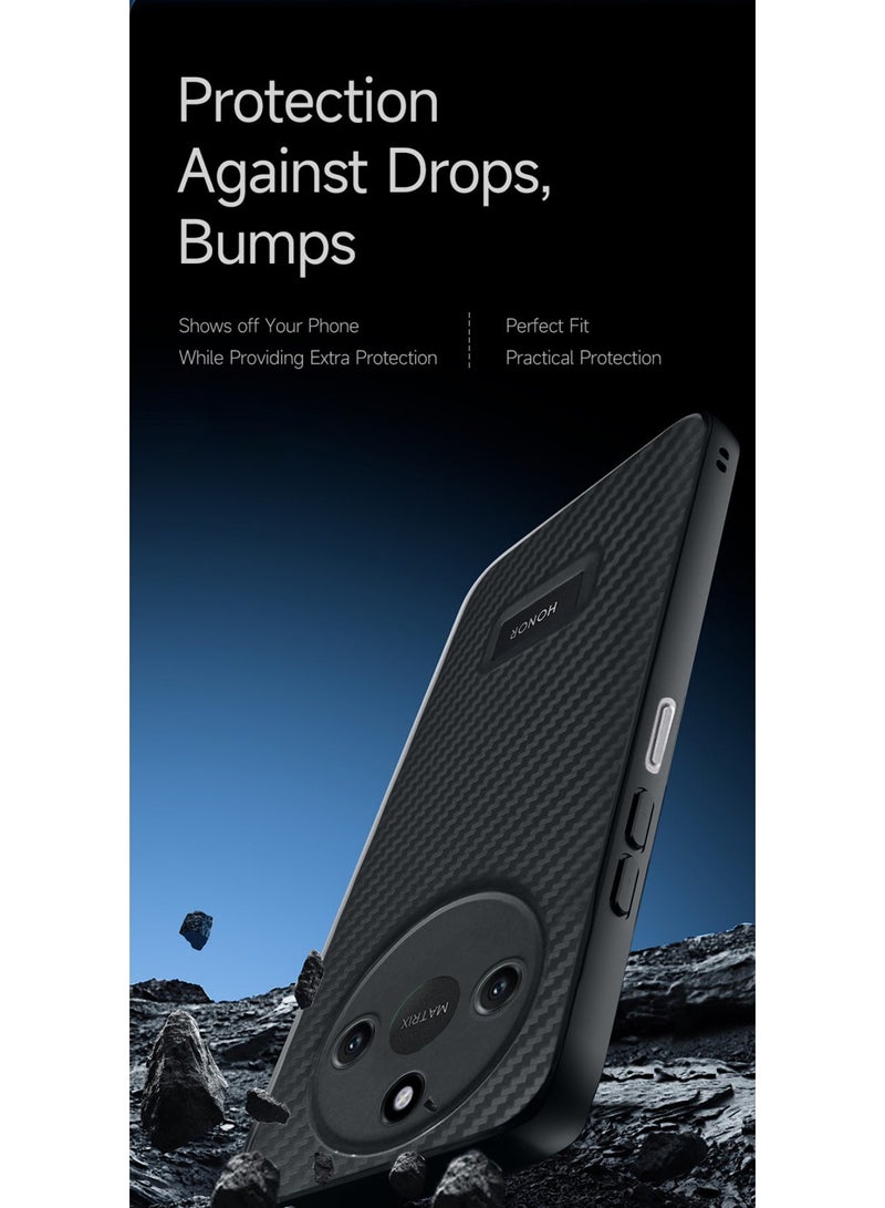 Wtech Honor X9c Smart 5G 2024 Liquid Silicone Carbon Fiber Texture Case Cover - Black - Image 5