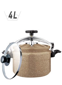 Cc 4None Non Stick With Extra Glass Cover Granite Pressure Cooker 4 Liters brown 