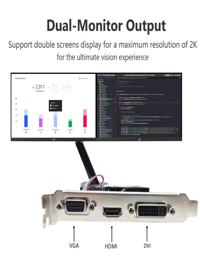 Glorto GeForce GT 610 2G DDR3 Low Profile Graphics Card, PCI Express 1.1 x16, HDMI/VGA/DVI, Entry Level GPU for PC, SFF and HTPC, Compatible with Win11 - Image 4