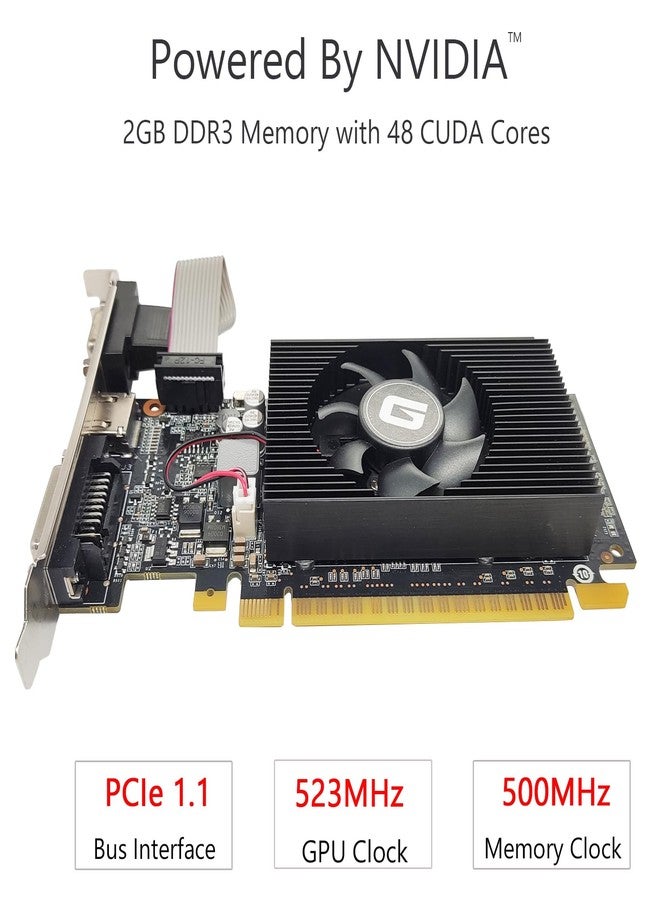 Glorto GeForce GT 610 2G DDR3 Low Profile Graphics Card, PCI Express 1.1 x16, HDMI/VGA/DVI, Entry Level GPU for PC, SFF and HTPC, Compatible with Win11 - Image 2
