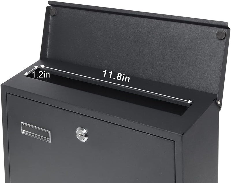 Decaller Metal Wall Mounted Mailboxes with Key Lock, Large Mail Box with View Window, Black - Image 4