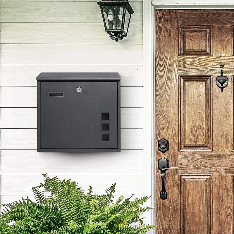Decaller Metal Wall Mounted Mailboxes with Key Lock, Large Mail Box with View Window, Black - Image 5
