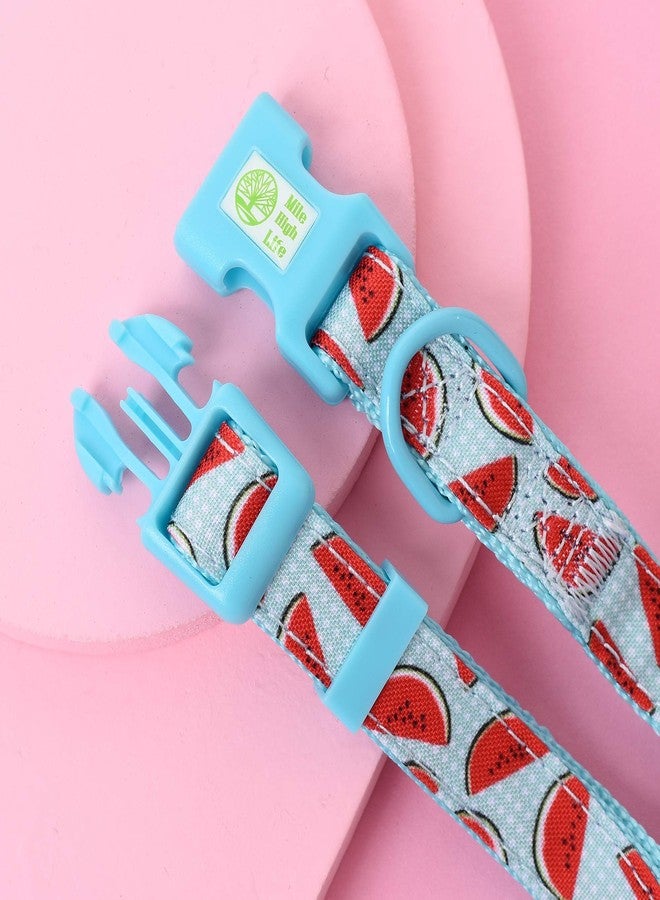 مايل هاي لايف | أطواق للكلاب الإناث | طوق باندانا لطيف | أطواق من قماش البوليستر والقطن الناعم للكلاب الصغيرة | بنقشة زهور وفواكه (بطيخ، طوق وباندانا - صغير) - Image 5