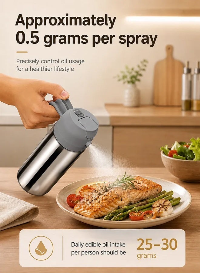 Rightsure 500ml Oil Spray Bottle,Versatile 2 in 1 Olive Oil Dispenser and Oil Bottle,316 Stainless Steel Oil Bottle for Cooking, Kitchen,Salad, Barbecue,Food Grade Oil Mister Sprayer,Gray - Image 5