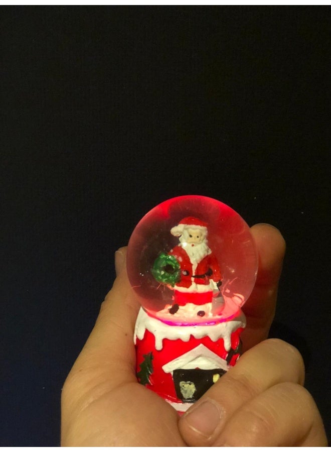 Santa Claus Christmas Themed Lighted Snow Globe Miniature and Camellia Lotus Flower Necklace - Image 4
