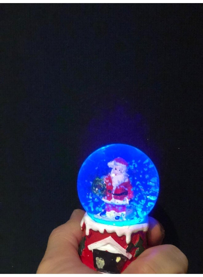 Santa Claus Christmas Themed Lighted Snow Globe Miniature and Camellia Lotus Flower Necklace - Image 5