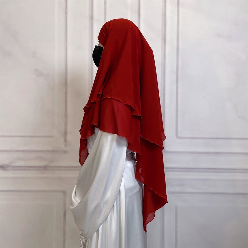 Casual Style Plain Double-Layer Chiffon Headscarf - Image 3