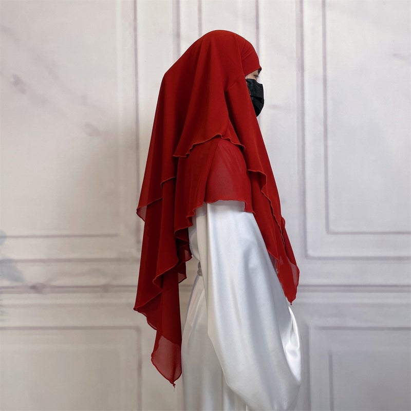 Casual Style Plain Double-Layer Chiffon Headscarf - Image 5