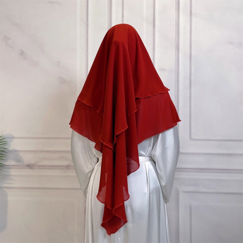 Casual Style Plain Double-Layer Chiffon Headscarf - Image 2