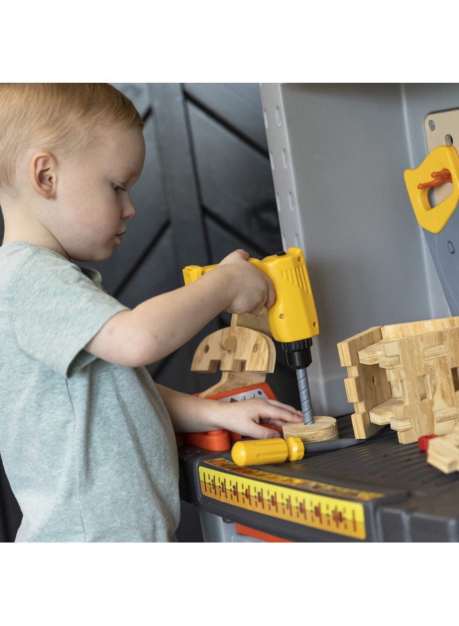 Step2 Step2 Deluxe Kids Workbench Includes 50 Toy Workbench Accessories, Interactive Features for Realistic Pretend Play Indoor/Outdoor Kids Tool Bench Dimensions 40.75" H x 34" W x 15" D  - Image 5