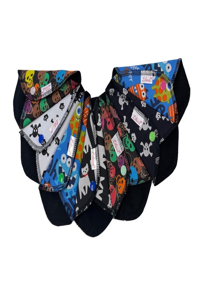 Lilind® 7 Pack Thong Pantyliners, Black Cloth Pads 100% Cotton Reusable Menstrual Sanitary Napkins, Free Wet Bag, Complete Set, Zero Waste - Image 1