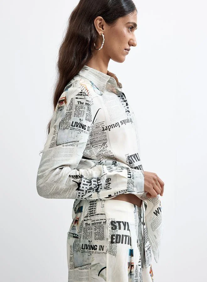 Desigual White Printed Wide-Leg Trousers for Women | Best Price UAE