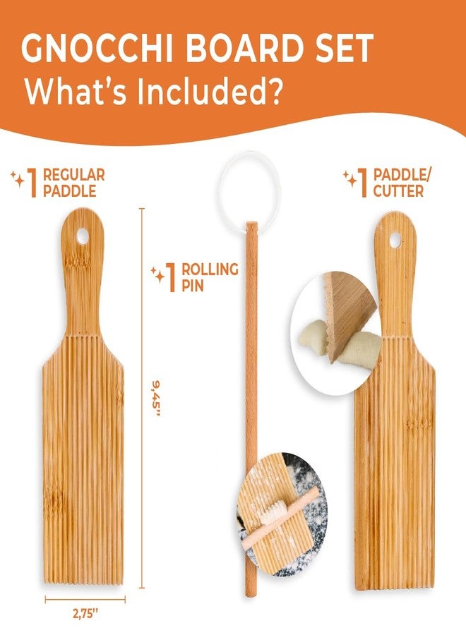 KneadEat Gnocchi Board and Butter Paddle Set - Authentic Bamboo Pasta Roller Tools for Gnocchi, Cavatelli, Garganelli, Cavarola - Wooden Gnocchi Maker and Pasta Board Kit - Image 2