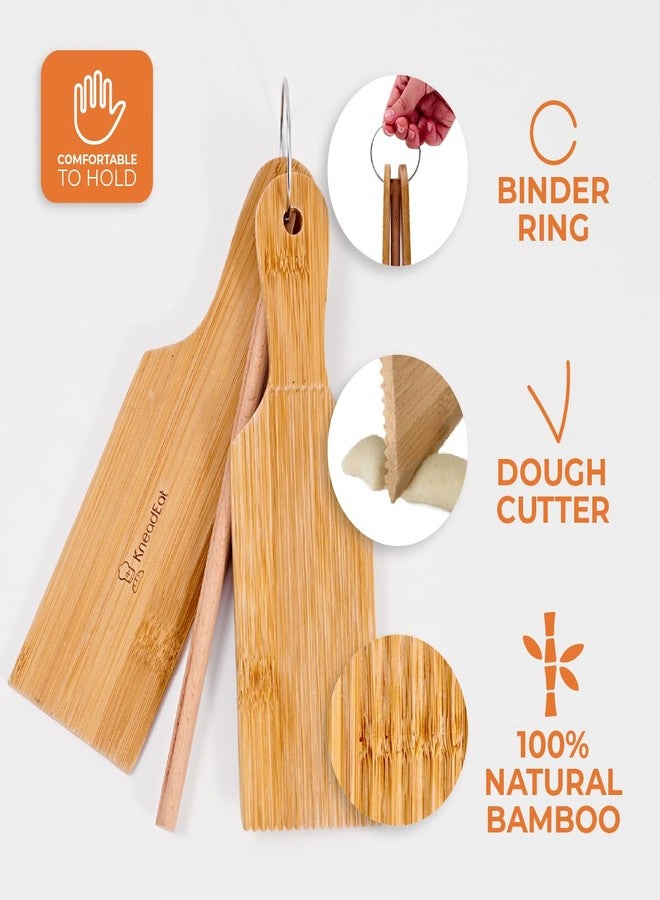 KneadEat Gnocchi Board and Butter Paddle Set - Authentic Bamboo Pasta Roller Tools for Gnocchi, Cavatelli, Garganelli, Cavarola - Wooden Gnocchi Maker and Pasta Board Kit - Image 3