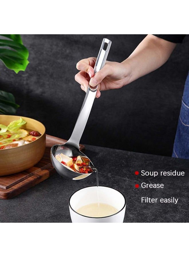 Hvanam Stainless Steel Oil Separator Soup Ladle Gravy Food Fat Separator Skimmer Spoon Grease Strainer Separater Hot Pot Oil Filter Spoon For Home Kitchen And Cooking,Soup Colander 12 Inch - Image 3