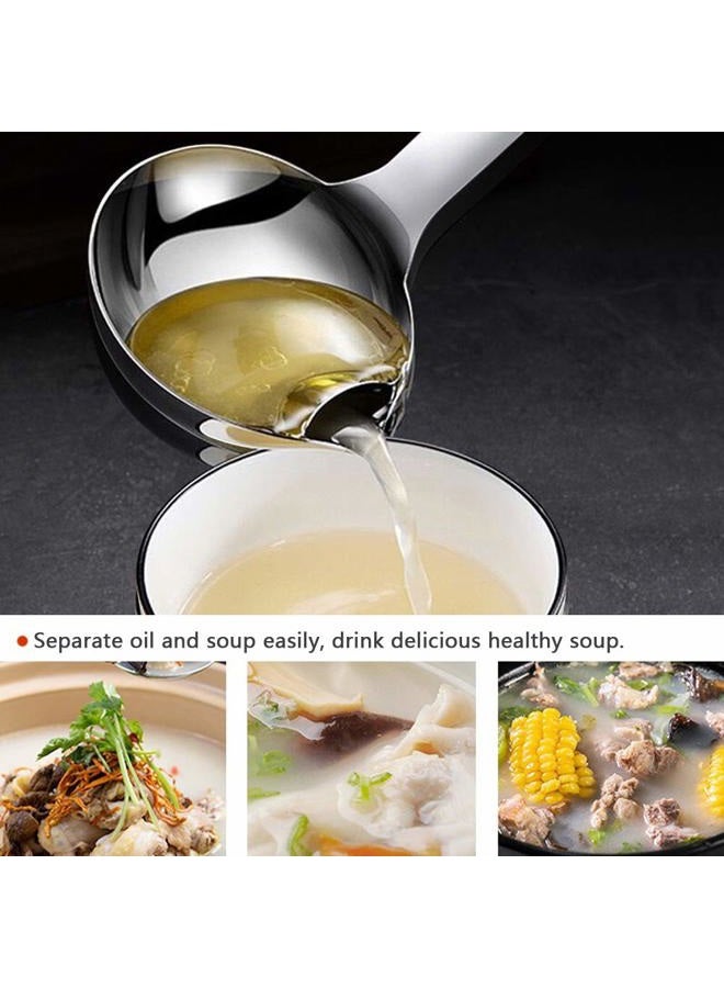 Hvanam Stainless Steel Oil Separator Soup Ladle Gravy Food Fat Separator Skimmer Spoon Grease Strainer Separater Hot Pot Oil Filter Spoon For Home Kitchen And Cooking,Soup Colander 12 Inch - Image 2